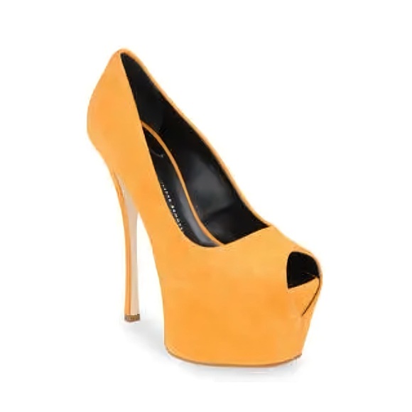 Giuseppe Zanotti Vibrant Orange Peep-Toe Heels - Picture 1 of 10